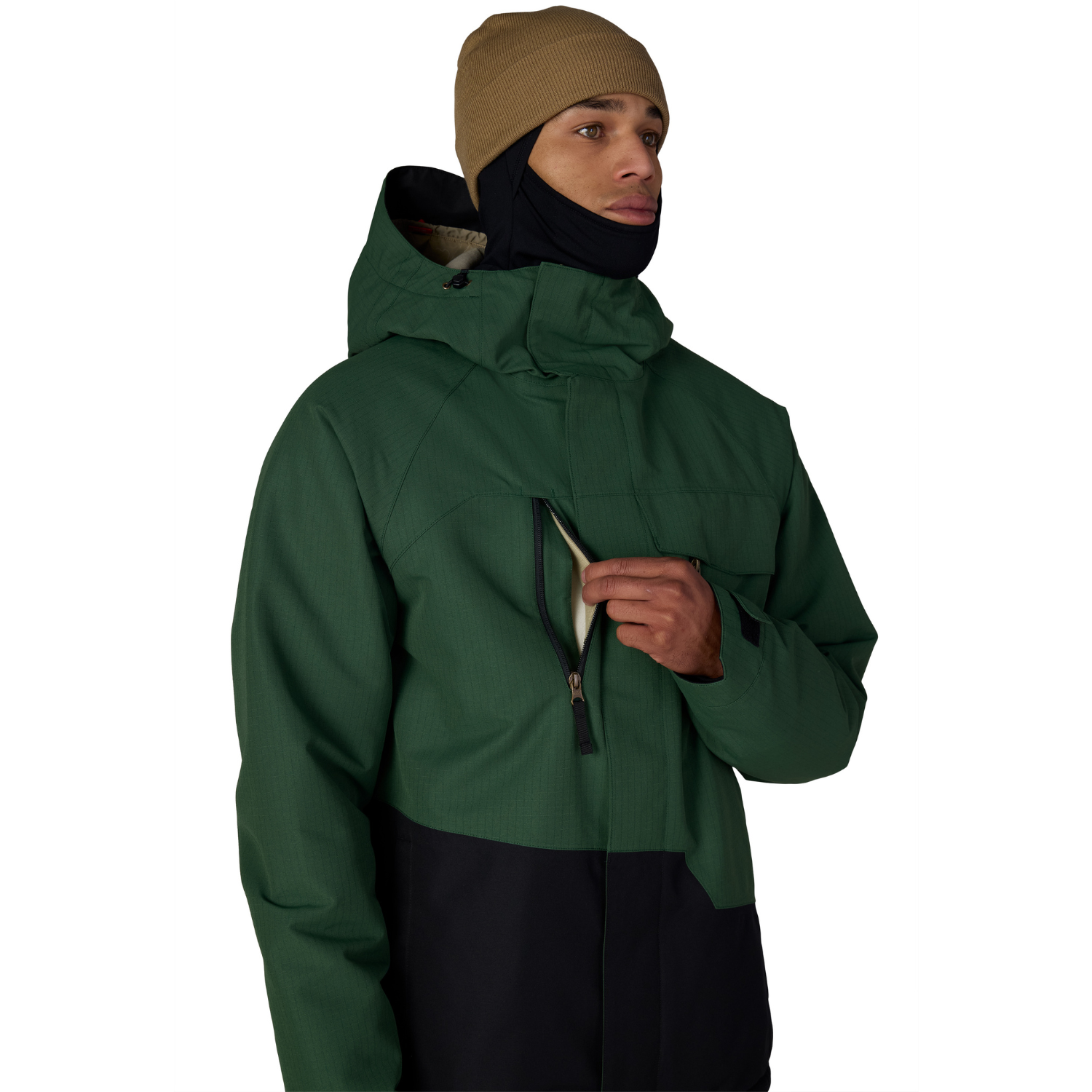 MOSS GREEN RIPSTOP COLORBLOCK