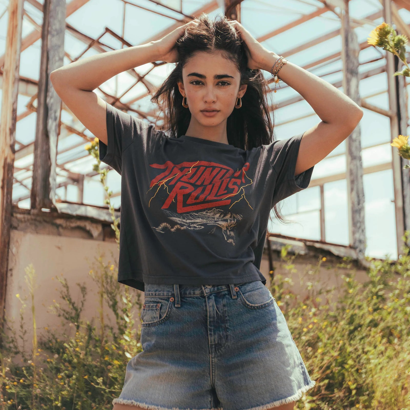 Sendero Thunder Rolls S/S Crop Tee - Women's