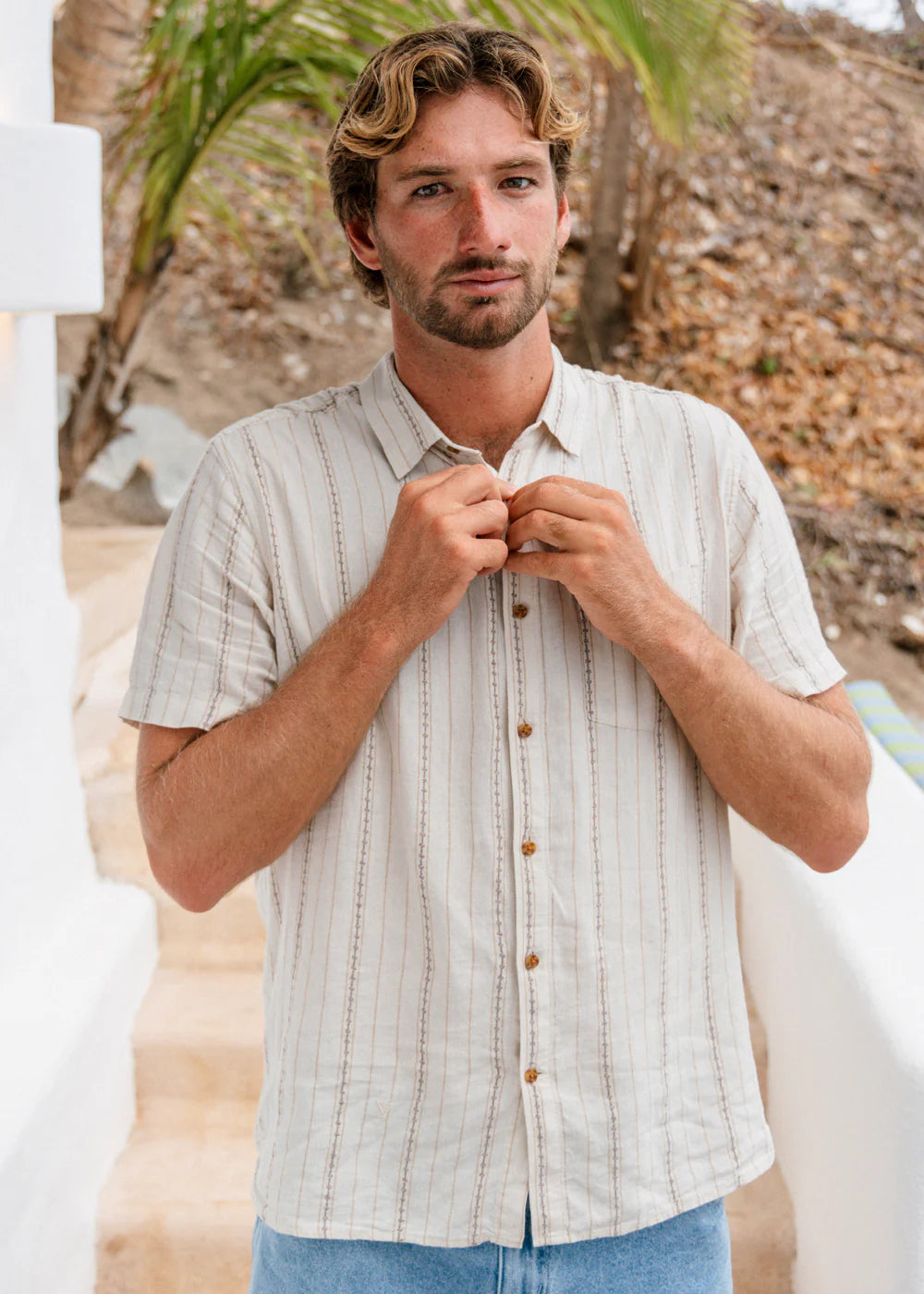 Vissla Linen Pin SS Button Up Shirt - Men's