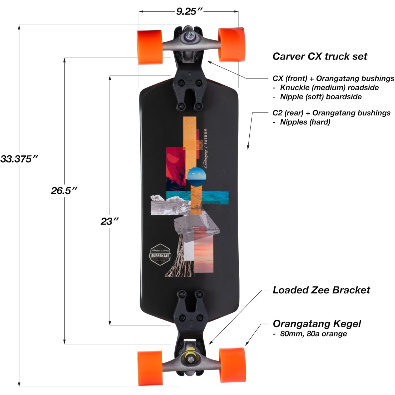Loaded Fathom Surfskate Longboard Complete