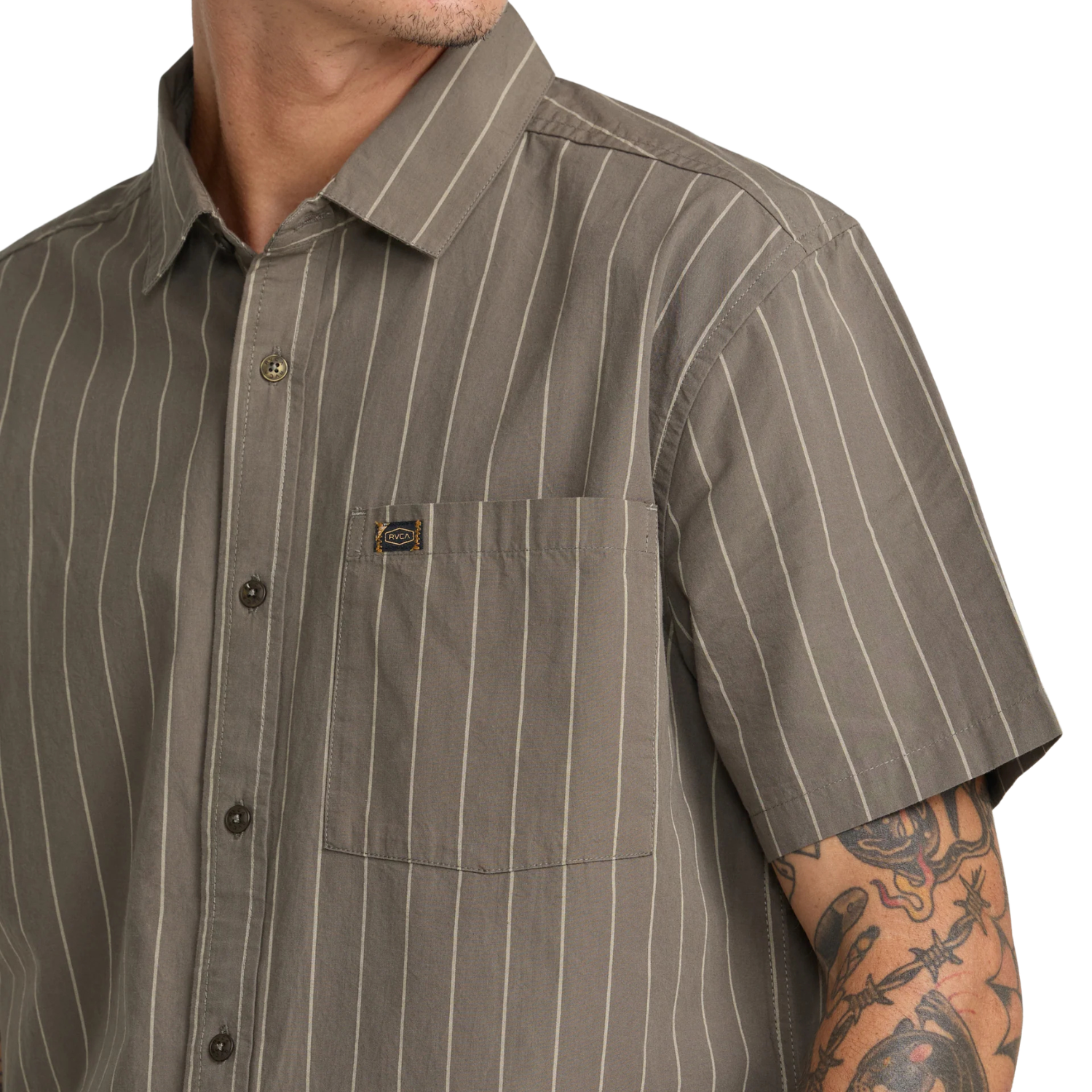 RVCA Dayshift Workwear Stripe SS Button Up Shirt - Men's