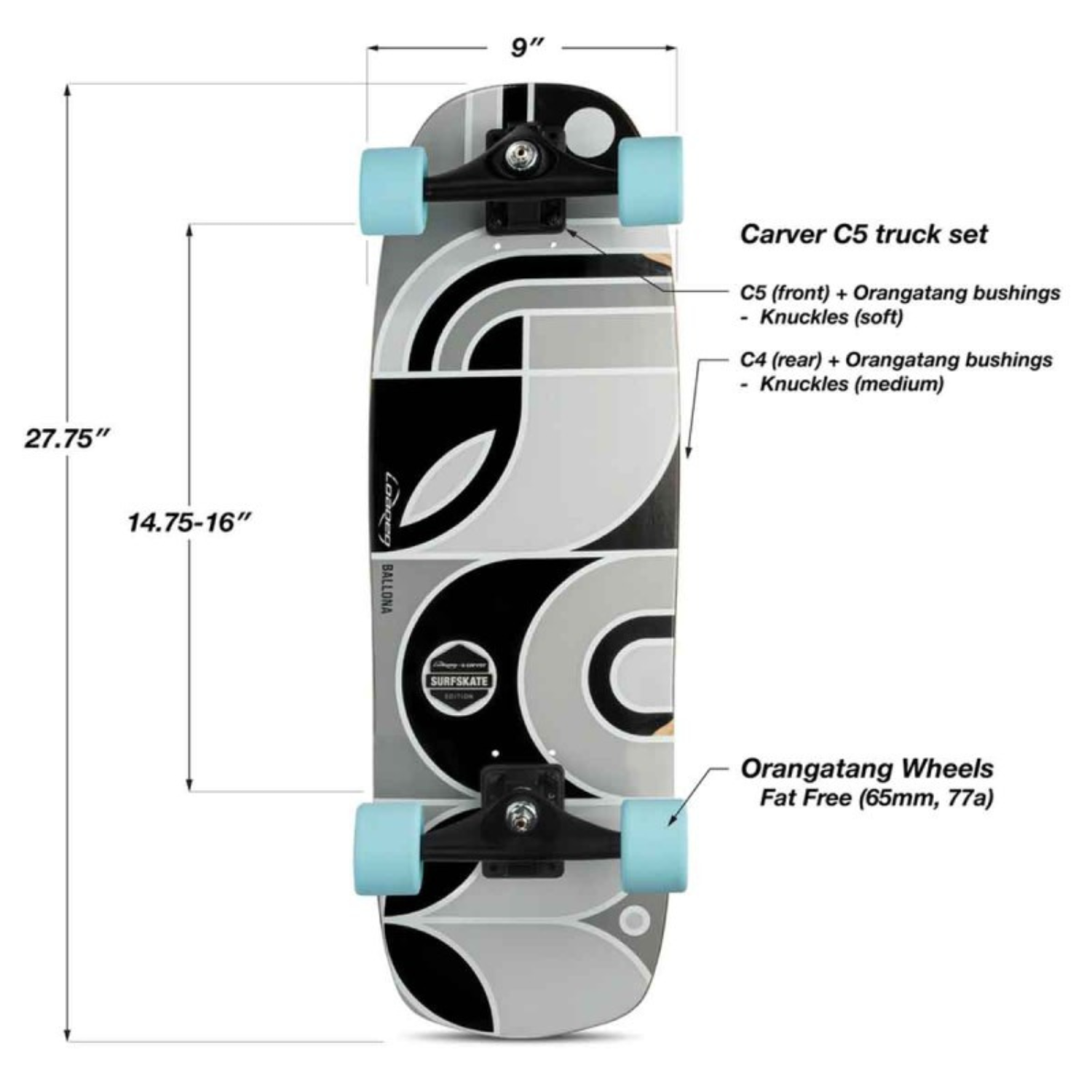 Loaded x Carver Ballona Orca 27.75" Surfskate Complete