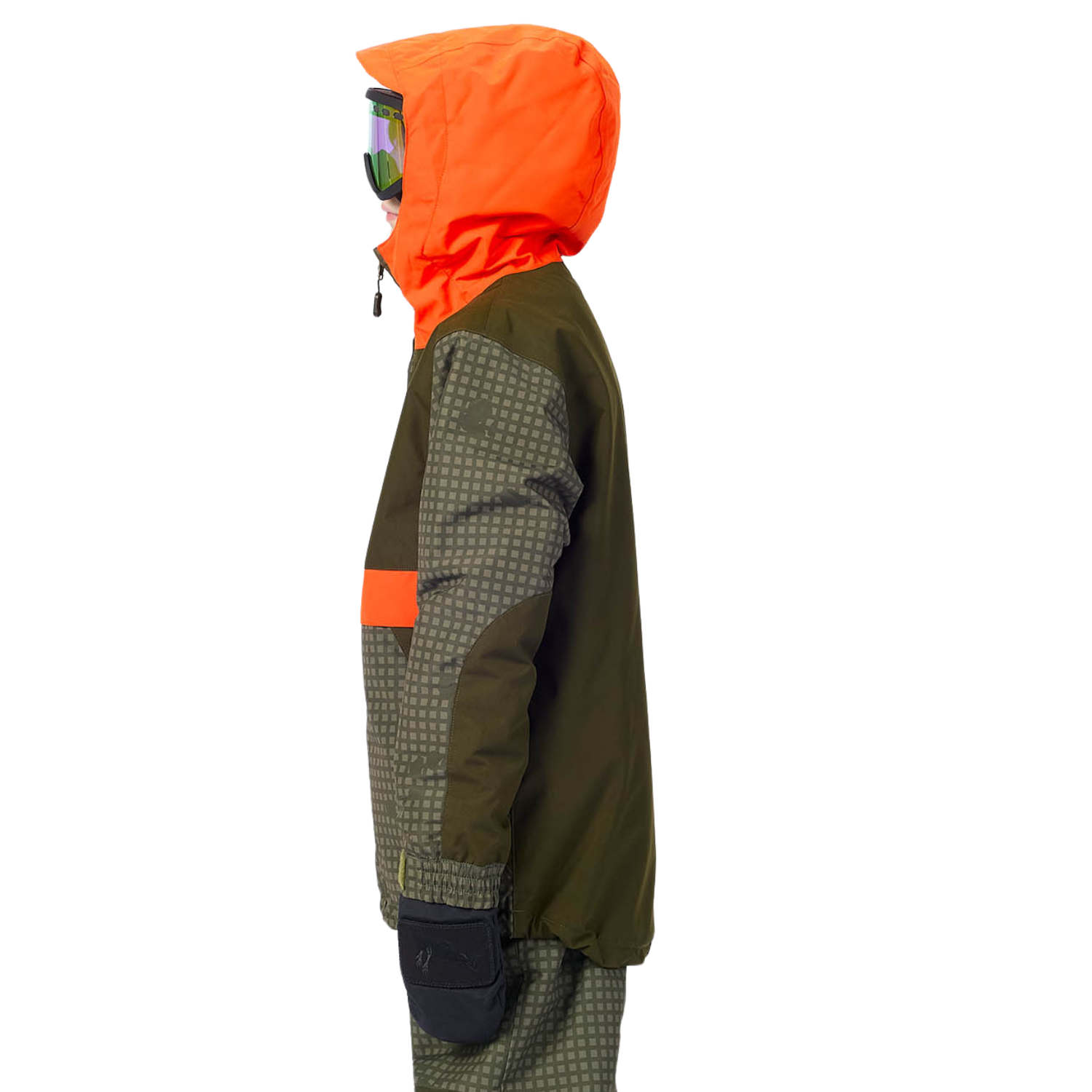 OLIVE GRID/ORANGE