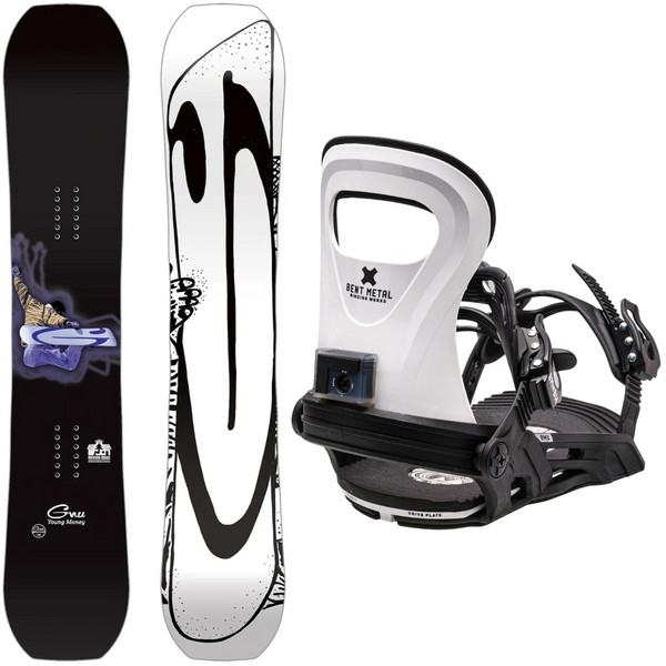 2024 GNU Young Money Snowboard + 2024 Bent Metal BMX Snowboard Bindings Package