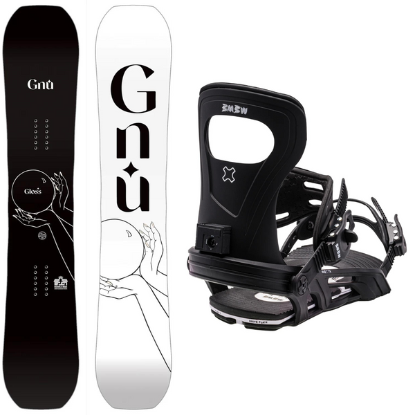 2024 GNU Gloss Snowboard + 2024 Bent Metal Metta Snowboard Bindings Package