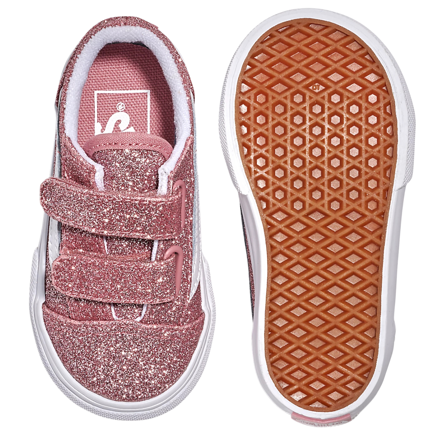 Vans Old Skool V Glitter Rose Gold Shoes - Kids