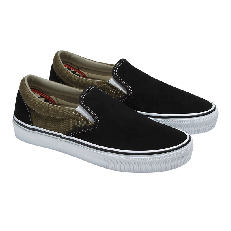 Vans Skate Slip-On Black/Olive - Men's Shoes