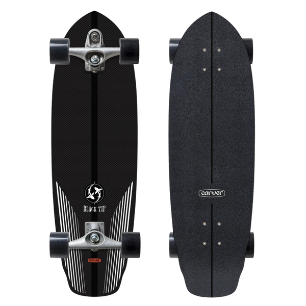 Carver C7 Black Tip Carbon Fiber Surfskate Raw 32.5" Complete