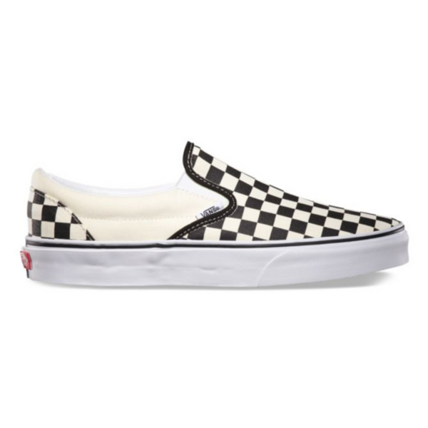 Classic Slip On Vans - Black/Off White/Checkerboard