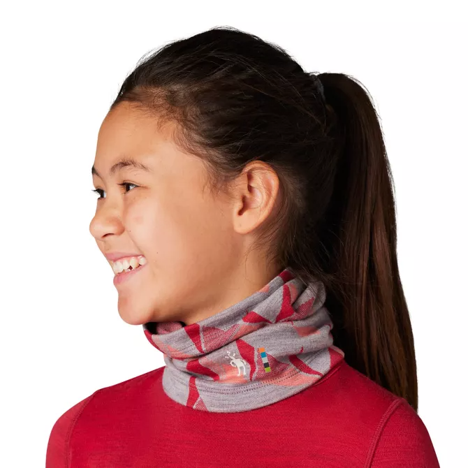 Smartwool Merino 250 Kid's Neck Gaiter - Light Gray Pinwheel