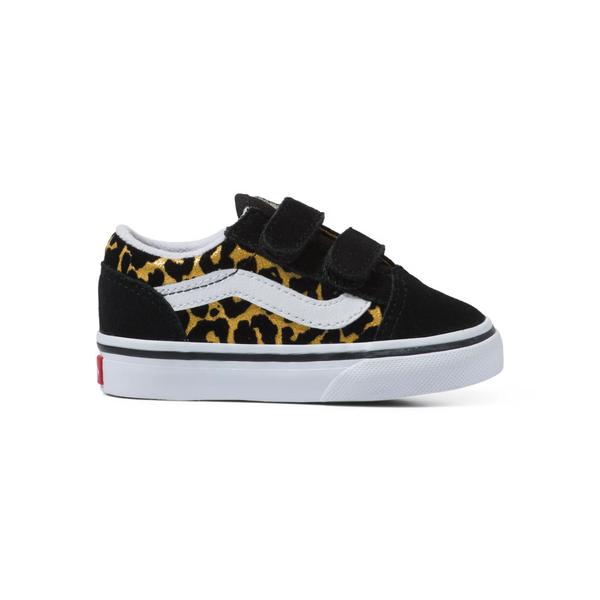 Vans Old Skool V (Flocked Leopard) Black/True White - Toddler