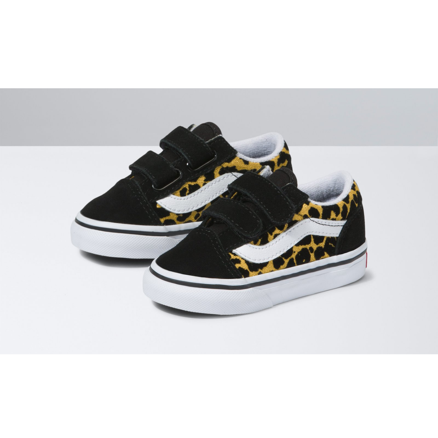 Vans Old Skool V (Flocked Leopard) Black/True White - Toddler