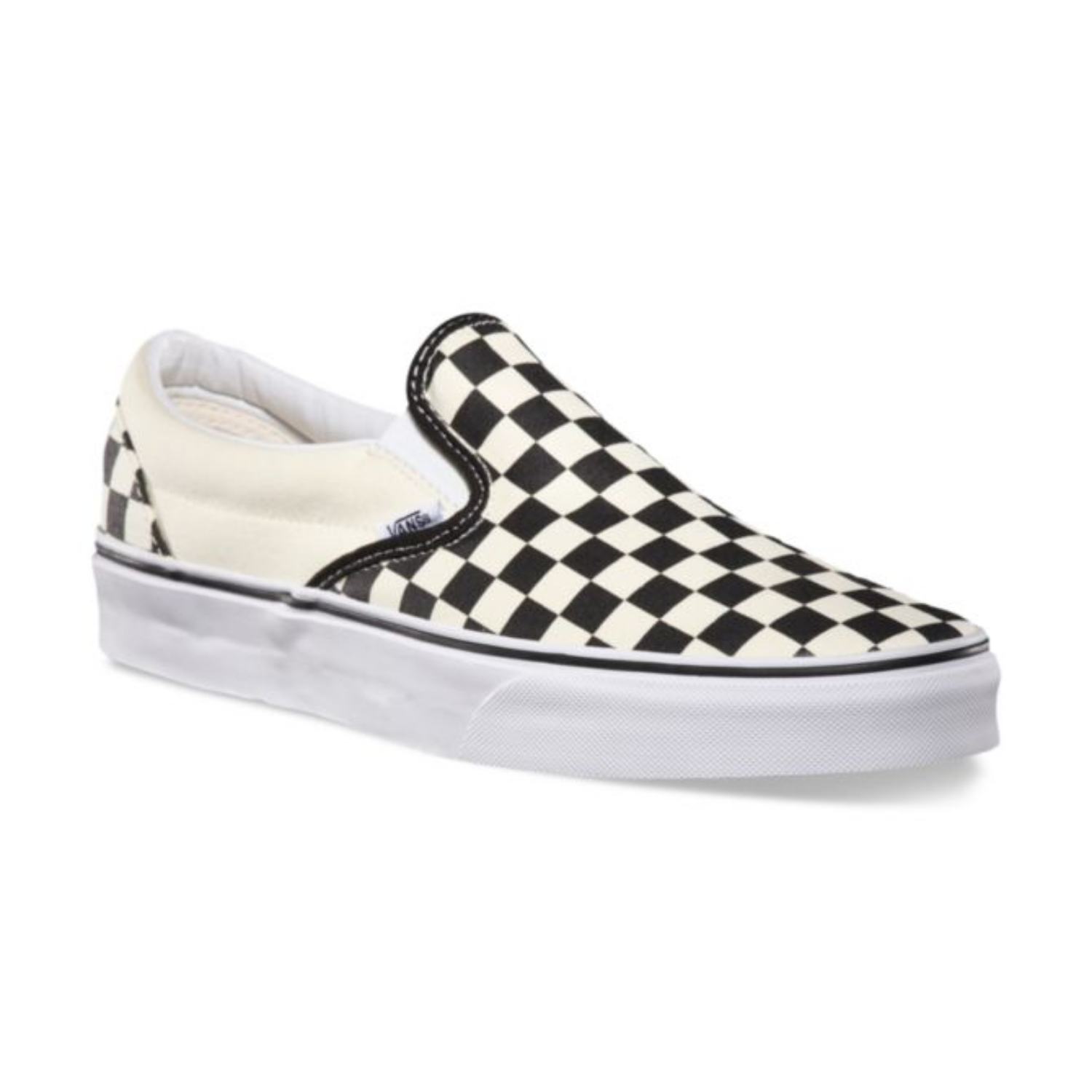 Classic Slip On Vans - Black/Off White/Checkerboard