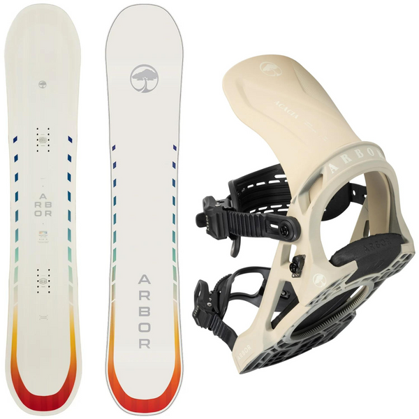 2024 Arbor Mantra Camber Snowboard + 2024 Arbor Acacia Snowboard Bindings Package