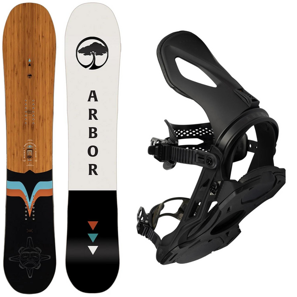 2024 Arbor Veda Camber Snowboard + 2024 Arbor Cypress Snowboard Bindings - Snowboard Package