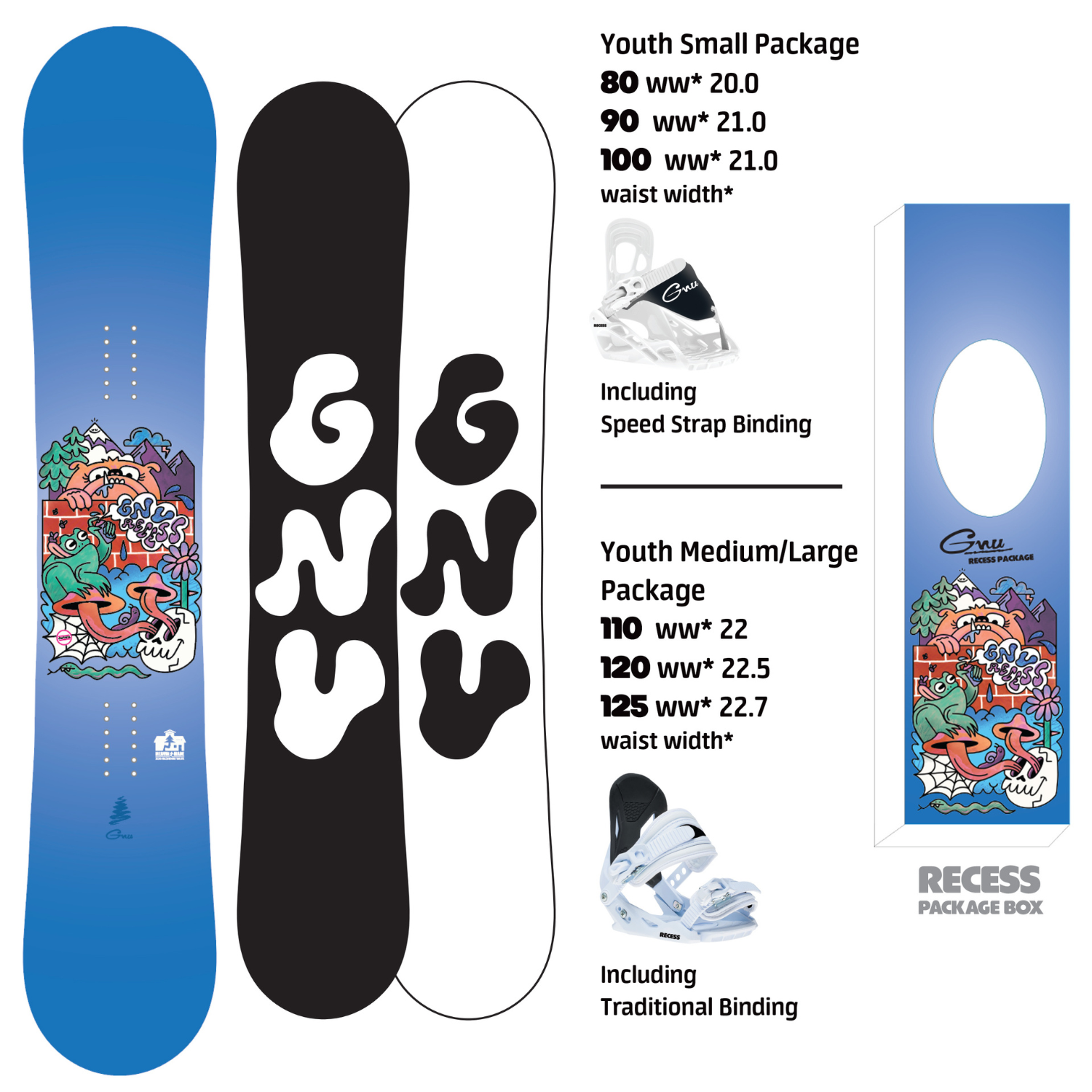 GNU Recess Snowboard Package Mini 2026 - Kids'