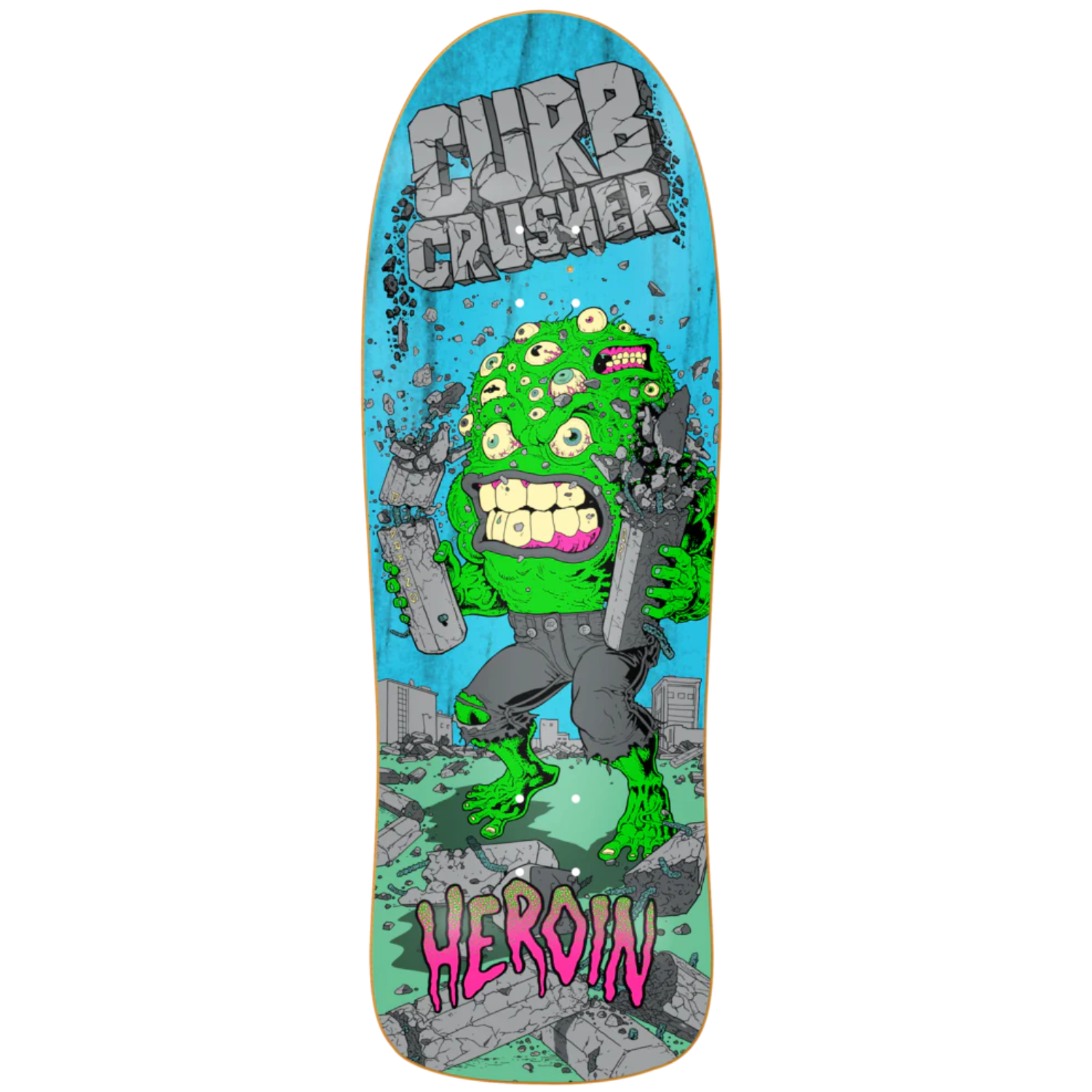 Heroin Team Curb Crusher XL Barf Shaped Skateboard Deck