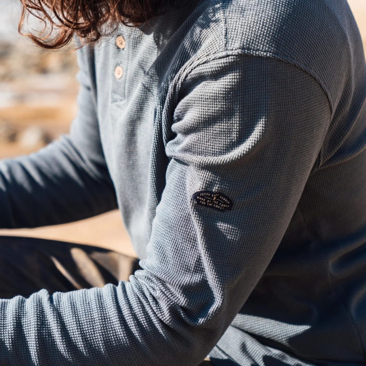 Jetty Seabed Waffle Henley Long Sleeve - Men's