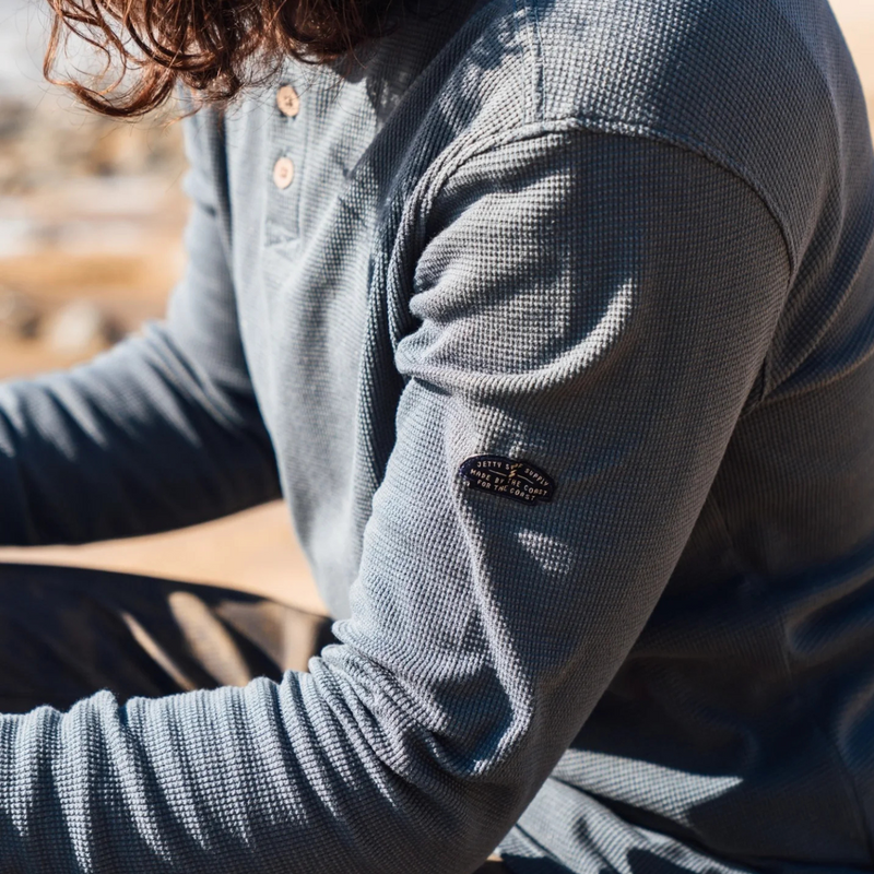 Jetty Seabed Waffle Henley Long Sleeve - Men's