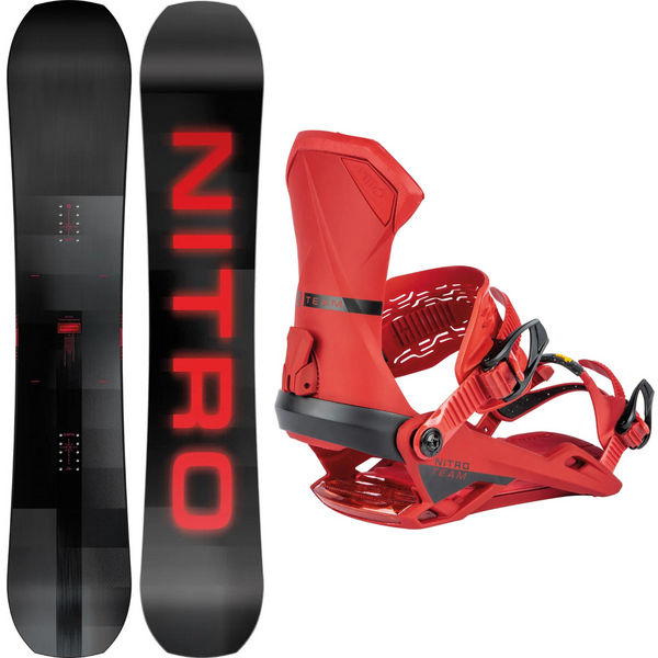 2024 Nitro Team Pro Snowboard + 2024 Nitro Team Bindings Snowboard Bindings Package
