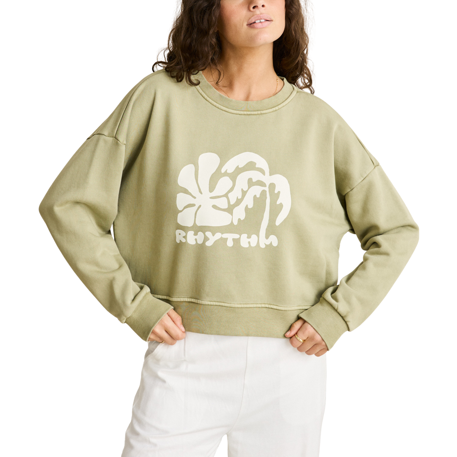 Rhythm Sun and Palm Slouchy Crewneck Fleece - Women's