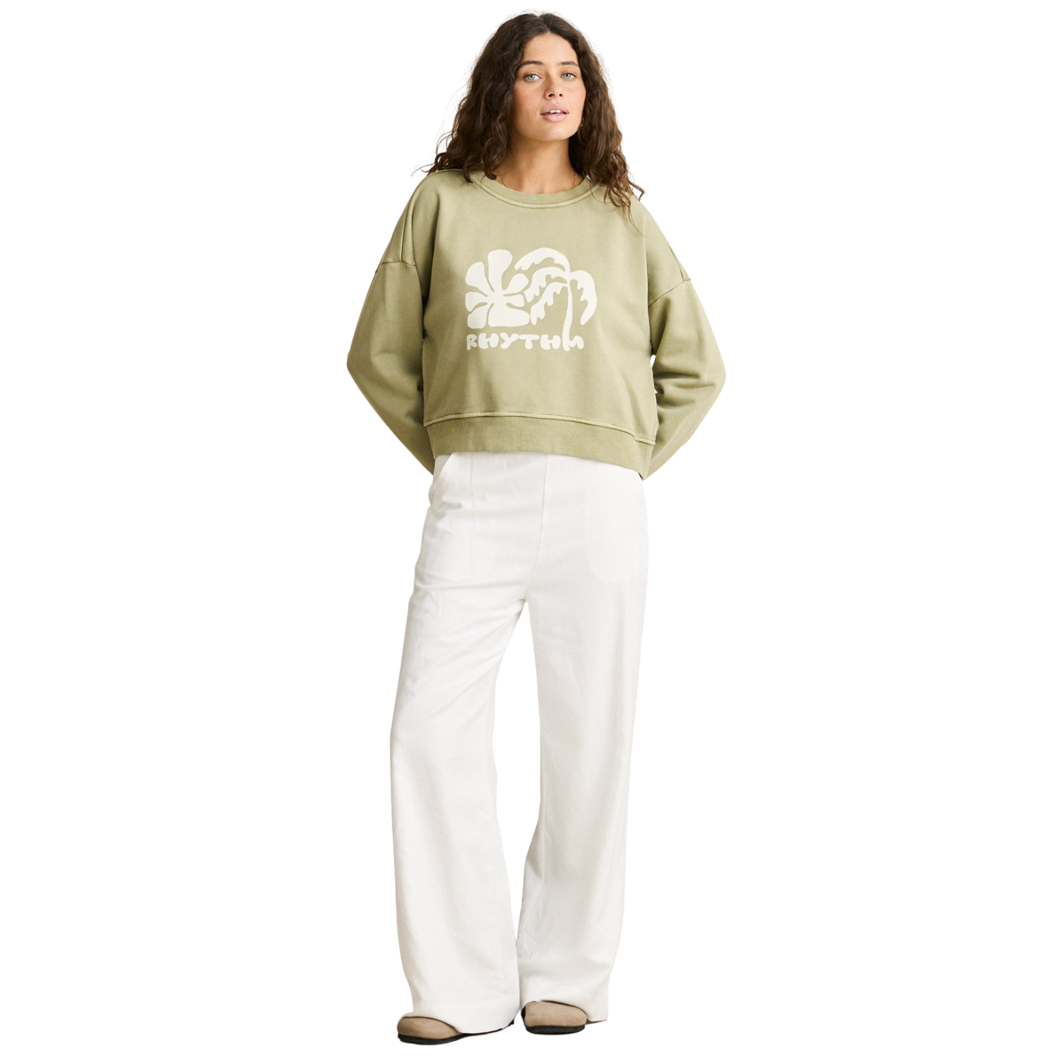 Rhythm Sun and Palm Slouchy Crewneck Fleece - Women's