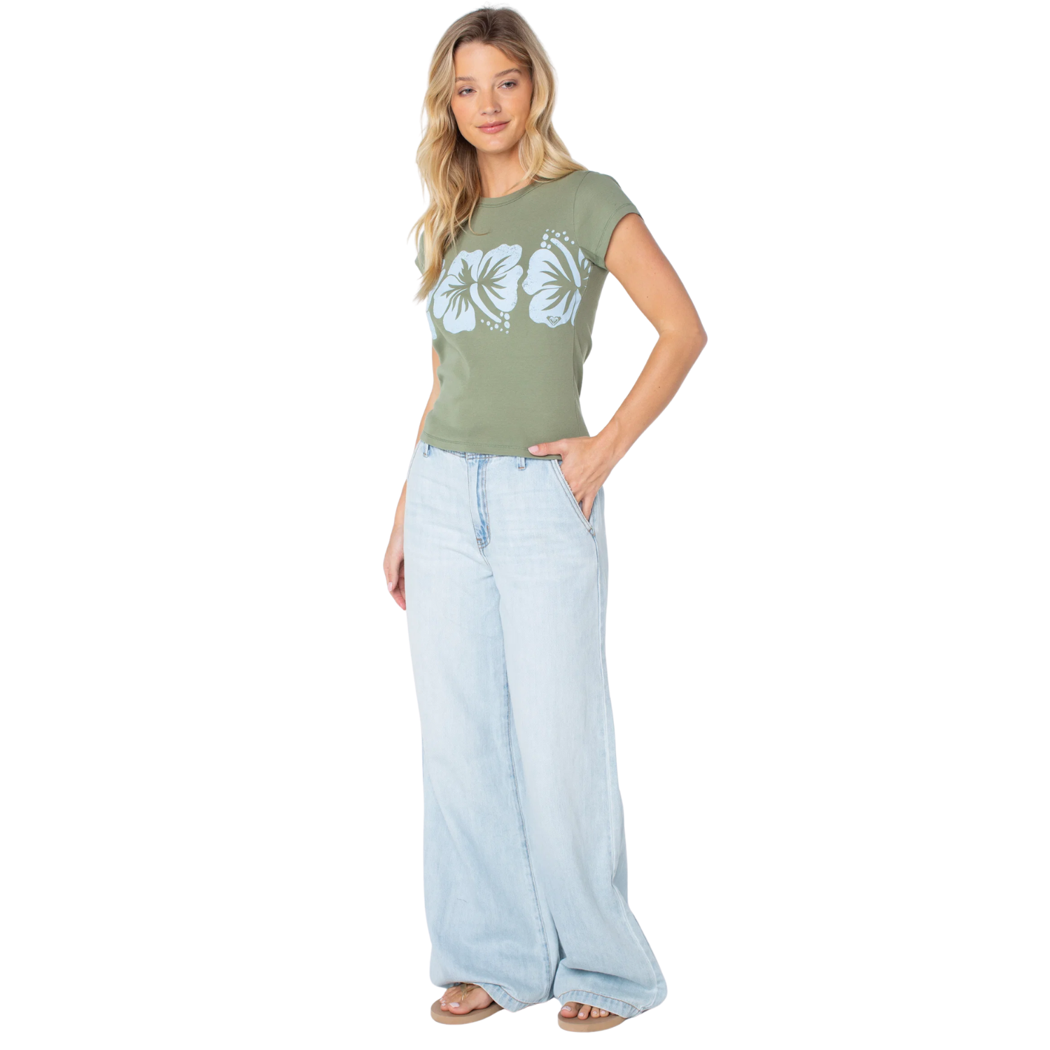 Roxy Flower Block 90s Baby Tee - Women's