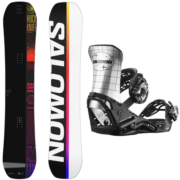 2024 Salomon Huck Knife Pro + 2024 Salomon District Pro Team Snowboard Bindings Men's Snowboard Package