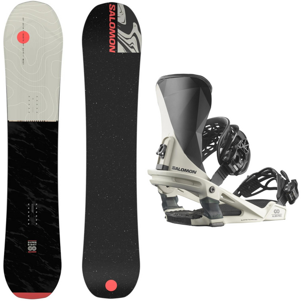 2024 Salomon Super 8 Snowboard + 2024 Salomon Alibi Pro Snowboard Bindings - Men's Snowboard Package