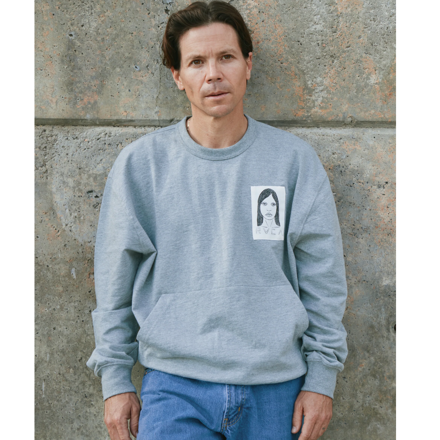 RVCA Sleepy Girl Patch Crew Sweatshirt - Men's
