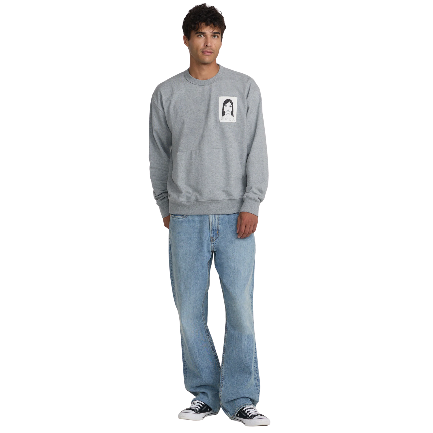RVCA Sleepy Girl Patch Crew Sweatshirt - Men's