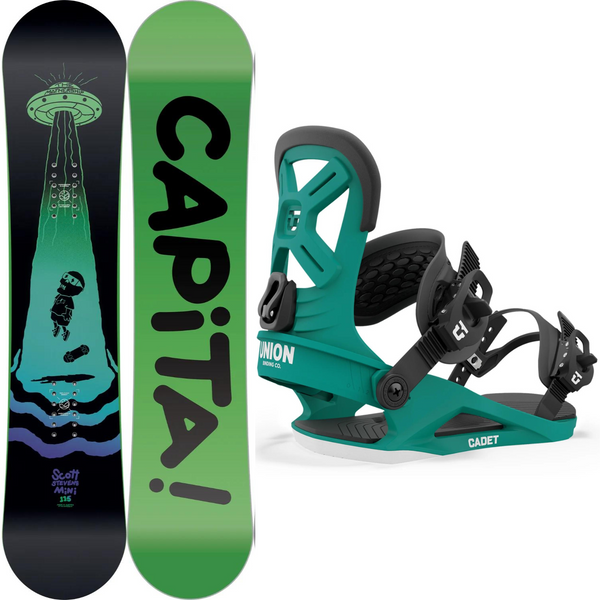 2024 Capita Scott Stevens Mini Snowboard + 2024 Union Cadet Snowboard Bindings Package