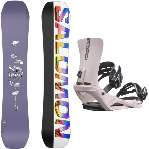 2024 Salomon No Drama Snowboard + 2024 Salomon Rhythm Snowboard Bindings Package