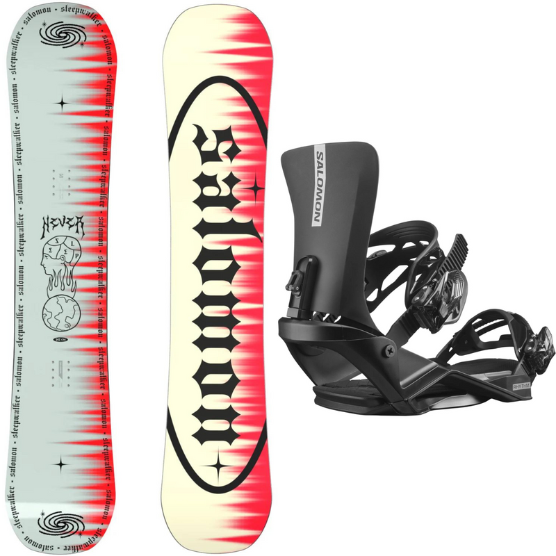 2024 Salomon Sleepwalker Grom Snowboard + 2024 Salomon Rhythm Snowboard Bindings Package