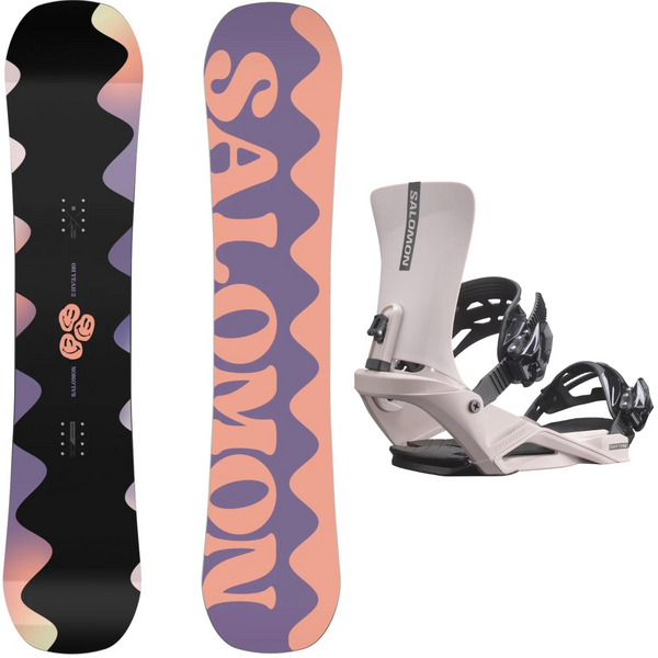 2024 Salomon Oh Yeah Grom Snowboard + 2024 Salomon Rhythm Snowboard Bindings Package