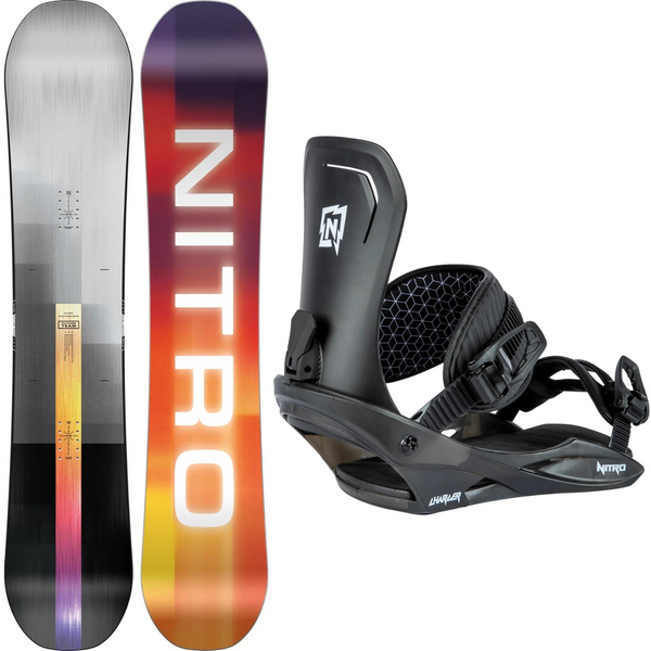 2024 Nitro Future Team Snowboard + 2024 Nitro Charger Snowboard Bindings Package