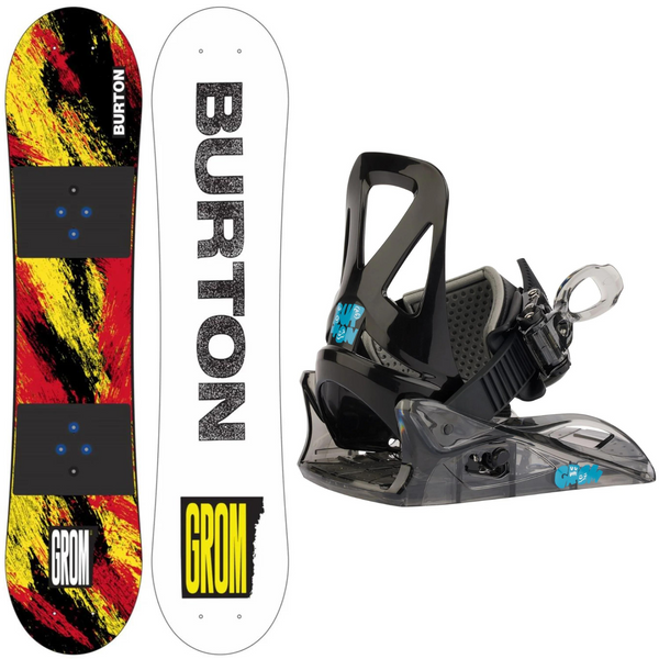 2024 Burton Grom Ketchup Snowboard + 2024 Burton Mini Grom Snowboard Bindings Package Deal