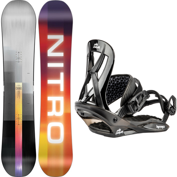  2024 Nitro Future Team Snowboard + 2024 Nitro Mini Charger Snowboard Bindings Package