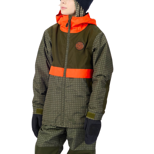 OLIVE GRID/ORANGE