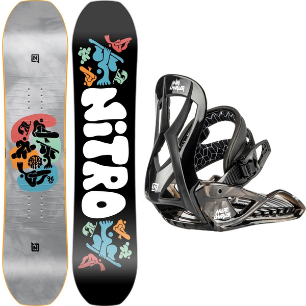 2024 Nitro Ripper Kids Snowboard + Nitro Micro Charger Snowboard Bindings Package
