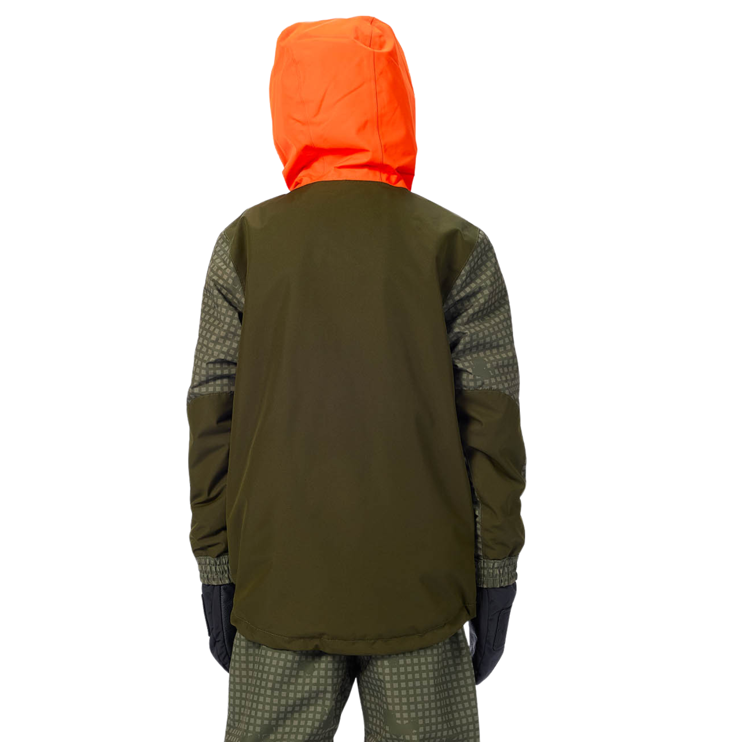 OLIVE GRID/ORANGE