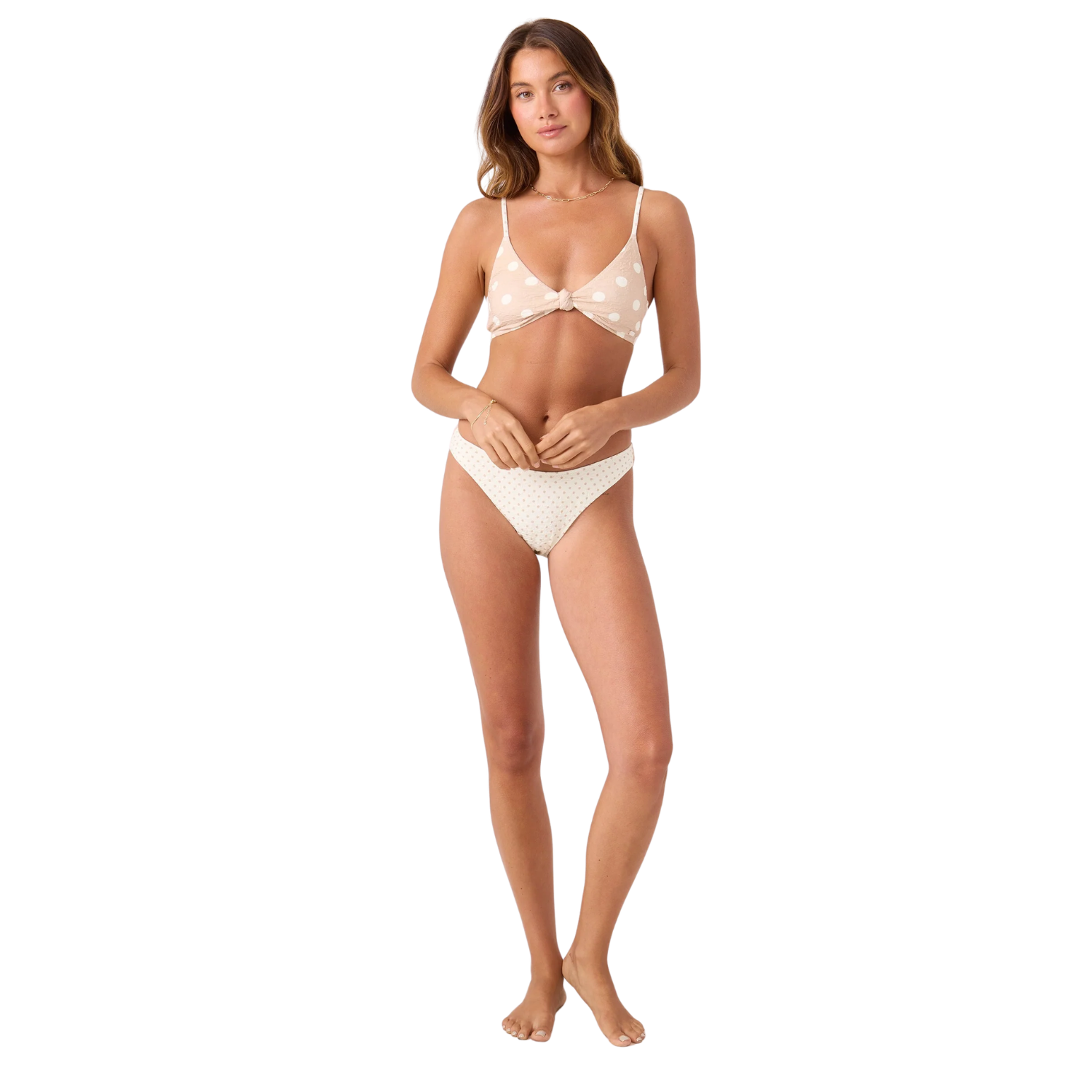 Roxy Puka Dots Knot Bralette Bikini Top