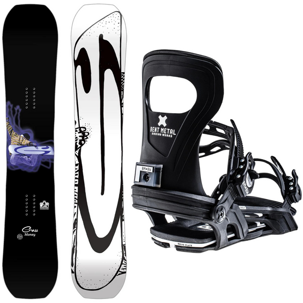 2024 GNU Money Snowboard + 2024 Bent Metal Joint Snowboard Bindings Package