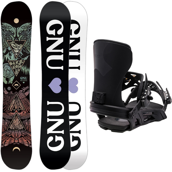 2024 GNU Pro Choice Snowboard + 2024 Bent Metal Stylist Snowboard Bindings Package