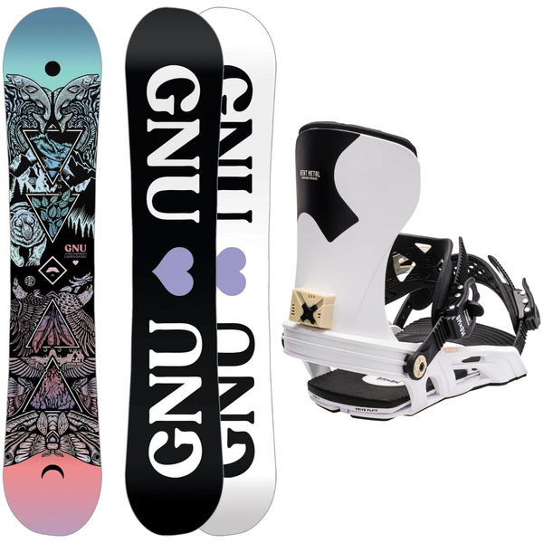2024 GNU Ladies Choice Snowboard + 2024 Bent Metal Stylist Snowboard Bindings Package
