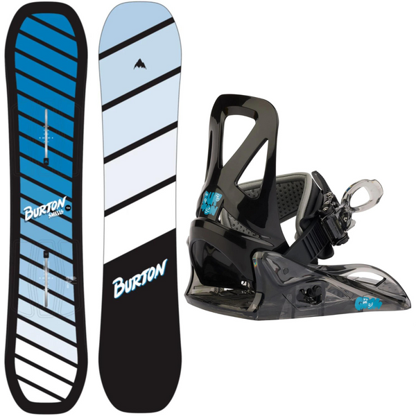 Burton Kids' Smalls Blue Snowboard 2024 + Burton Grom Bindings 2024 - Snowboard Package