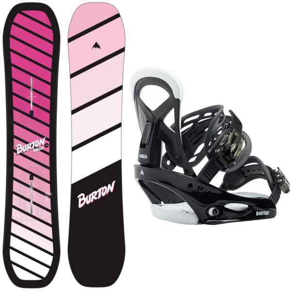 Burton Kids' Smalls Pink Snowboard 2024 + Burton Smalls Bindings 2024 - Snowboard Package