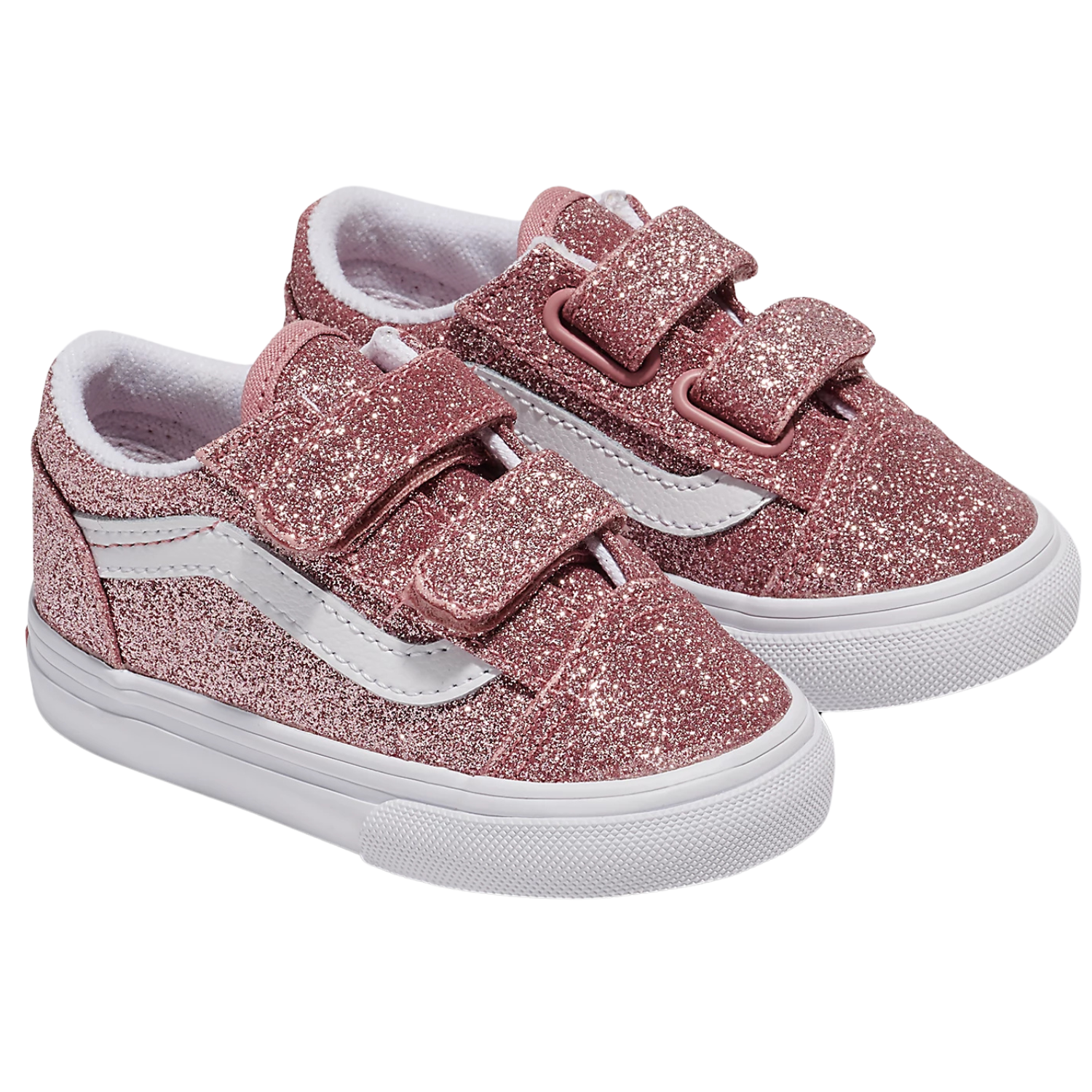 Vans Old Skool V Glitter Rose Gold Shoes - Kids