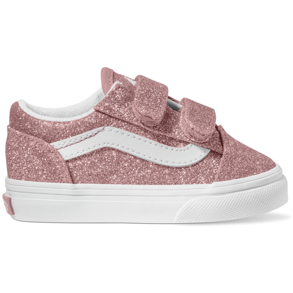 Vans Old Skool V Glitter Rose Gold Shoes - Toddler