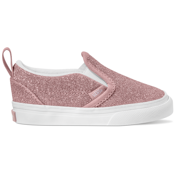 Vans Slip-On V Glitter Rose Gold Shoes - Toddler